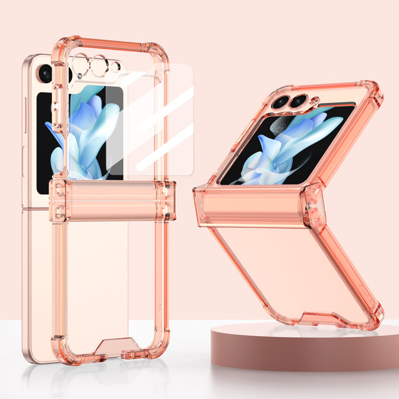 GKK For Samsung Galaxy Z Flip5 5G Hinge Protection TPU Case Reinforced Corners Phone Cover with Small Screen Protector GKK For Samsung Galaxy Z Flip5 5G Hinge Protection TPU Case Reinforced Corners Phone Cover with Small Screen Protector